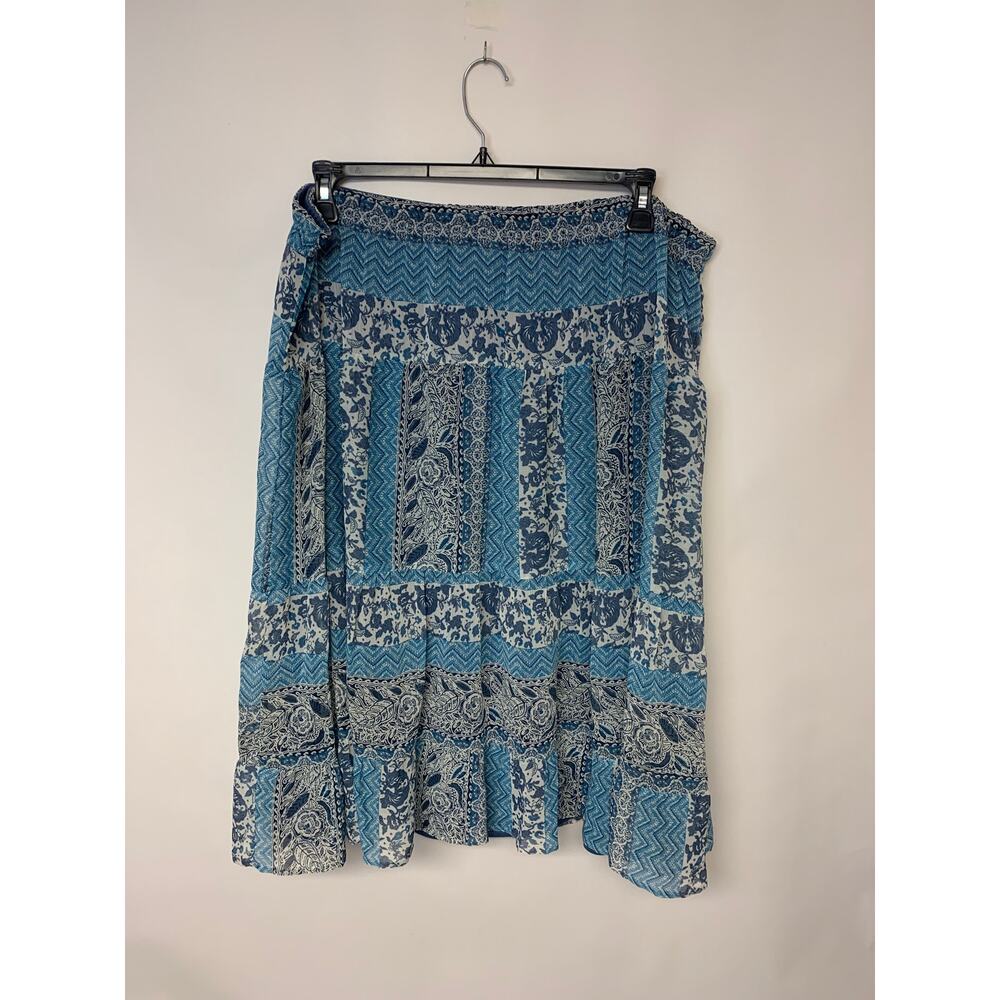 Dress Barn Skirt Sheer Tired Multi Print Boho Fairy Flowy Womens SZ 14/16
